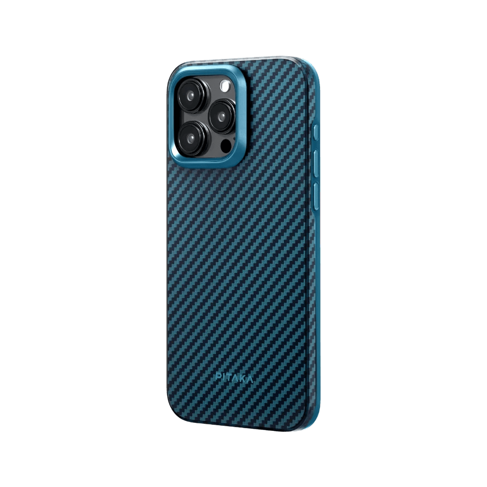 Набір чохол та автотримач Pitaka MagEZ Case Pro 4 Twill 1500D Black/Blue для iPhone 15 Pro (KI1508PPA) та Car Mount Pro 2 Car Vent Black (CM2303N)