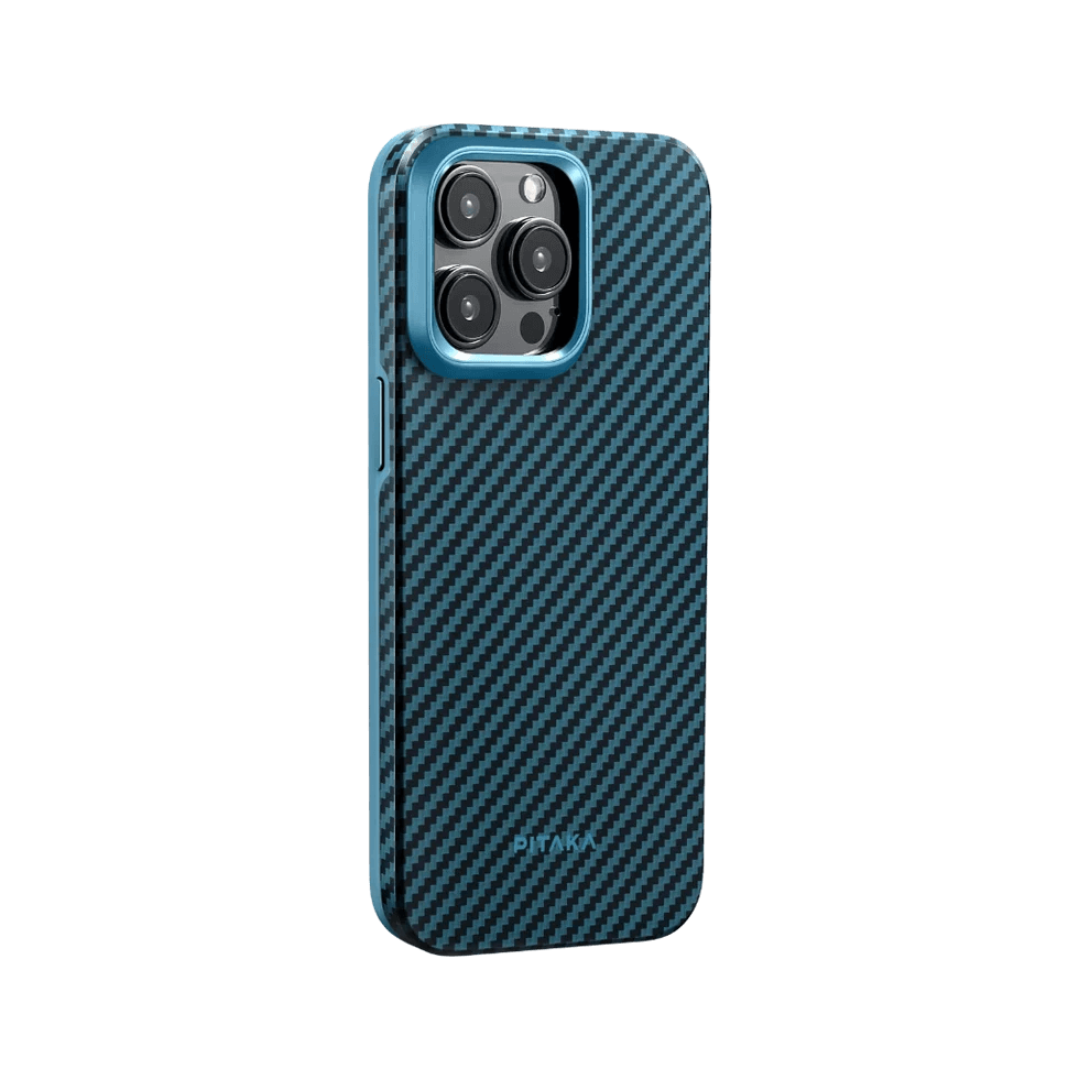 Набір чохол та автотримач Pitaka MagEZ Case Pro 4 Twill 1500D Black/Blue для iPhone 15 Pro (KI1508PPA) та Car Mount Pro 2 Car Vent Black (CM2303N)