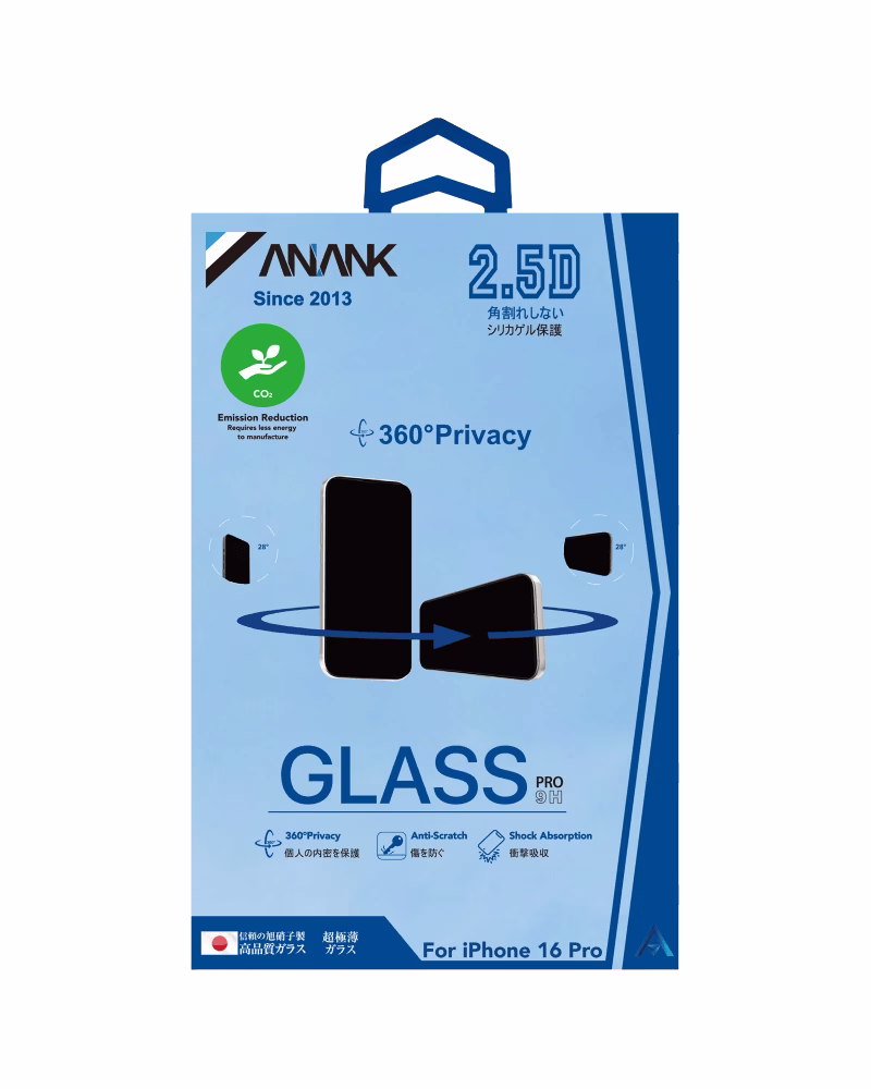 Защитное стекло Anank 2.5D 360° Privacy Glass for iPhone 16 Pro (2003108)