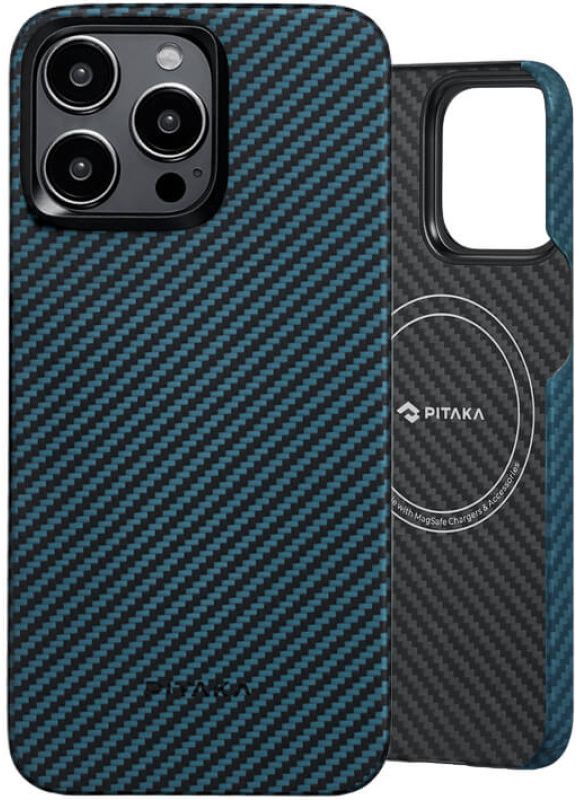 Чехол-накладка Pitaka MagEZ Case 4 Twill 1500D Black/Blue для iPhone 15 Pro