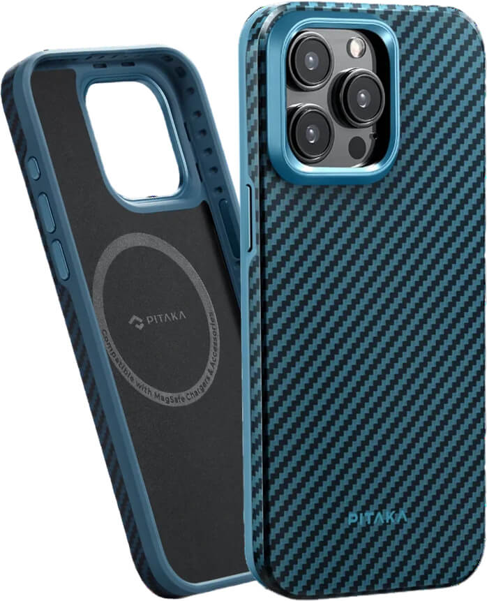 Чехол-накладка Pitaka MagEZ Case Pro 4 Twill 1500D Black/Blue для iPhone 15 Pro Max - 3 - 1