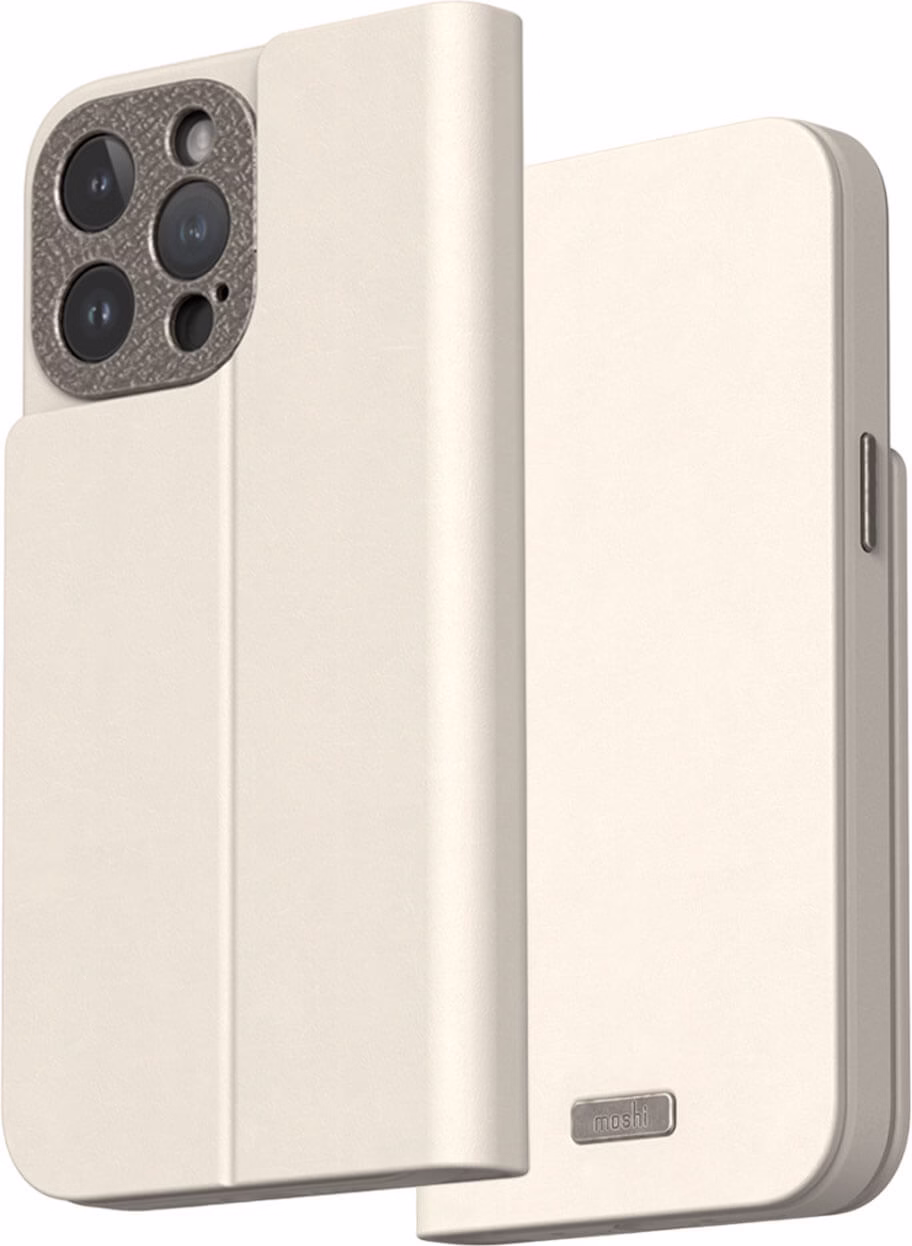 Чехол-книжка Moshi Overture Case with Detachable Magnetic Wallet Eggnog White для iPhone 15 Pro Max