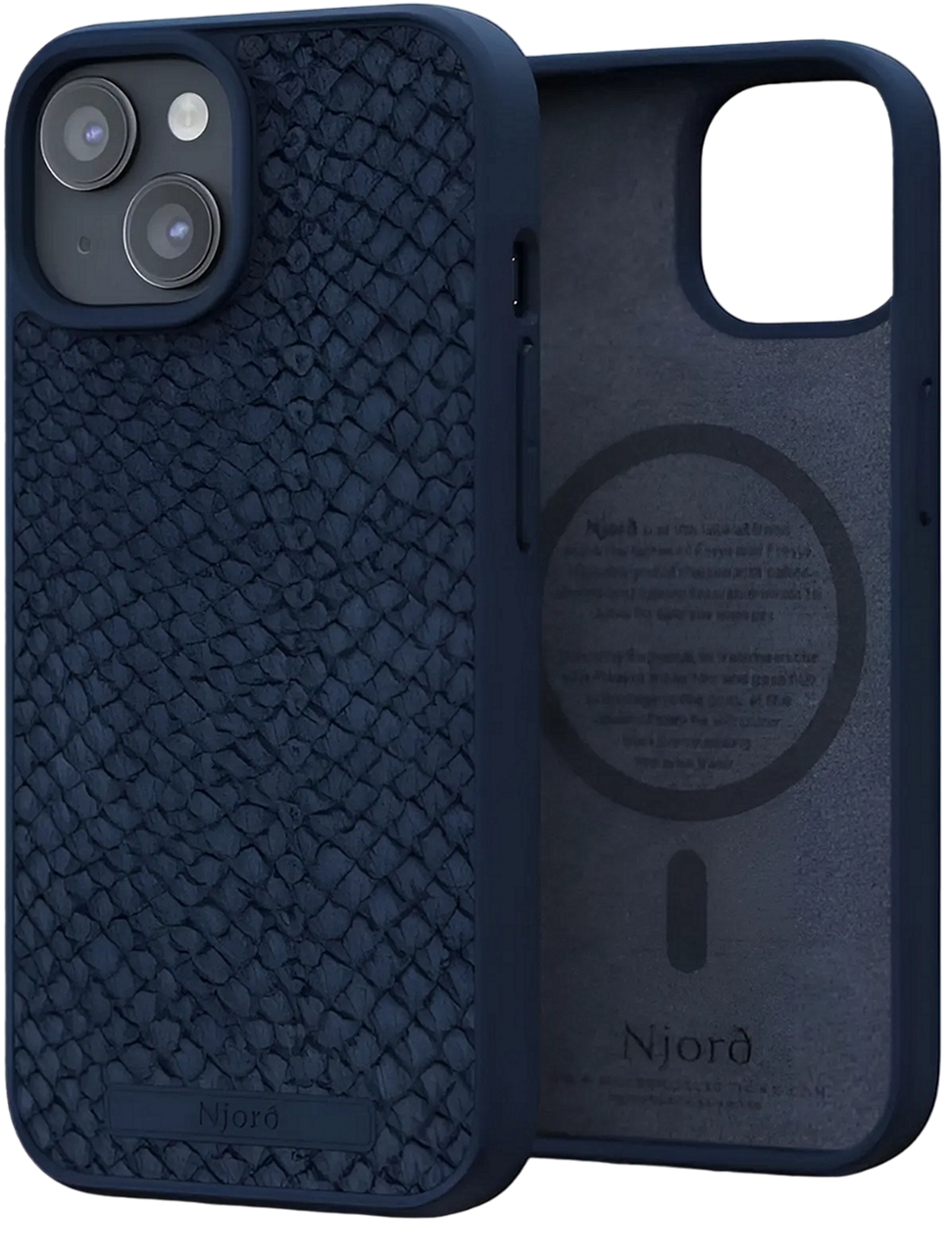 Чехол-накладка Njord Salmon Leather MagSafe Case Blue для iPhone 15 Pro