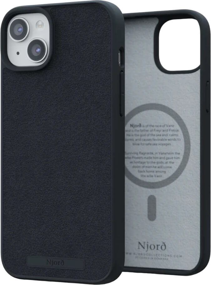 Чехол-накладка Njord Suede MagSafe Case Black для iPhone 15 Plus