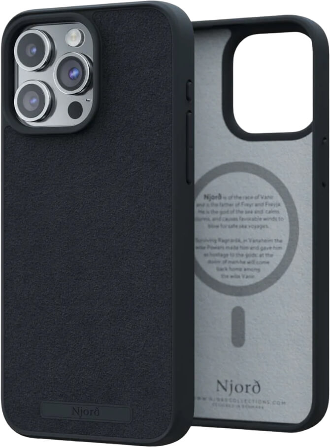 Чехол-накладка Njord Suede MagSafe Case Black для iPhone 15 Pro Max (NA54SU00)