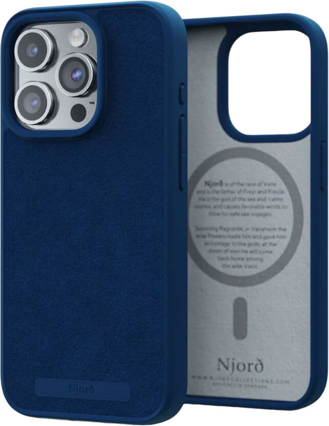 Чехол-накладка Njord Suede MagSafe Case Blue для iPhone 15 Pro