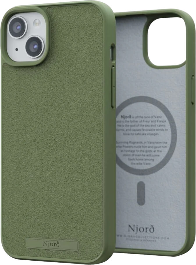 Чехол-накладка Njord Suede MagSafe Case Olive для iPhone 15 Plus