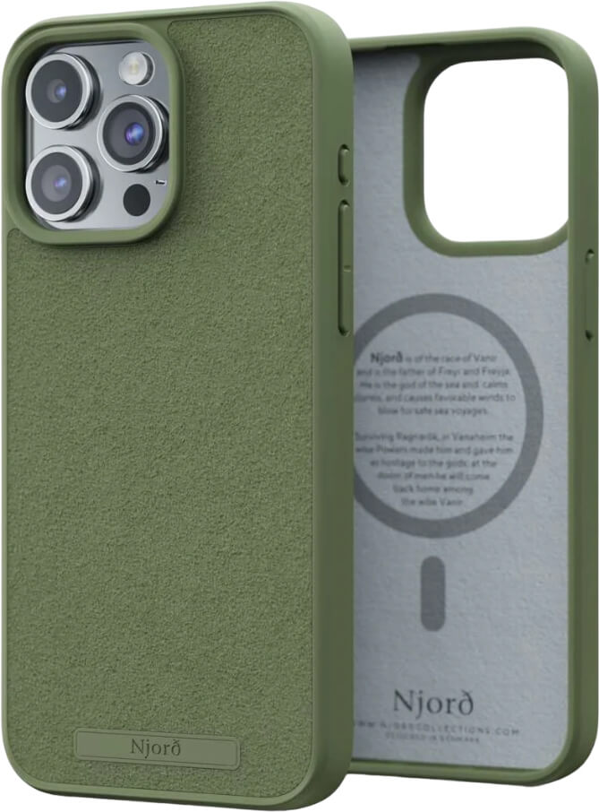 Чехол-накладка Njord Suede MagSafe Case Olive для iPhone 15 Pro Max