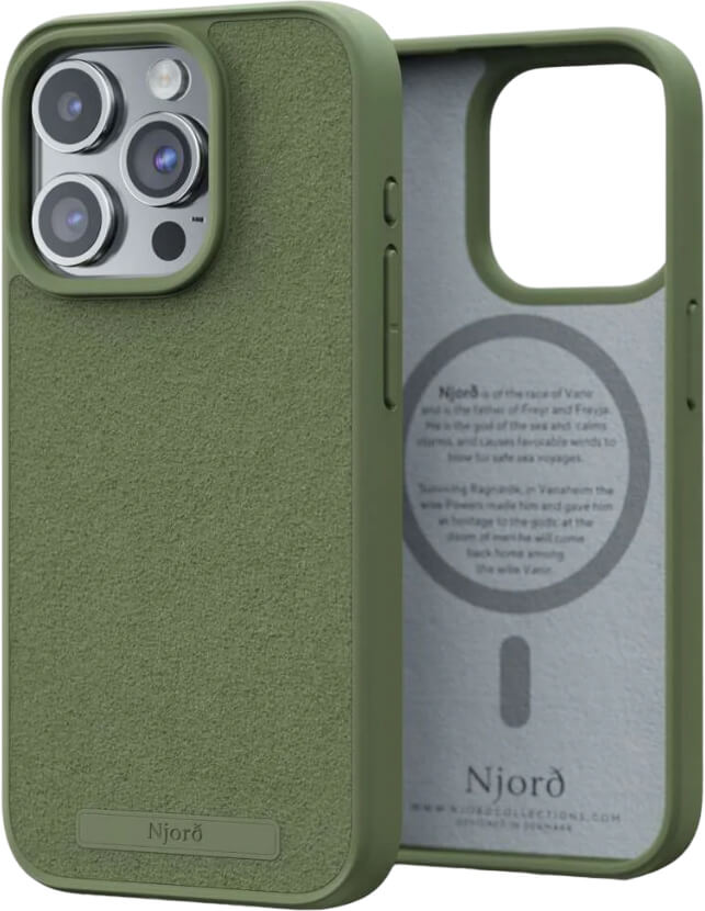Чехол-накладка Njord Suede MagSafe Case Olive для iPhone 15 Pro