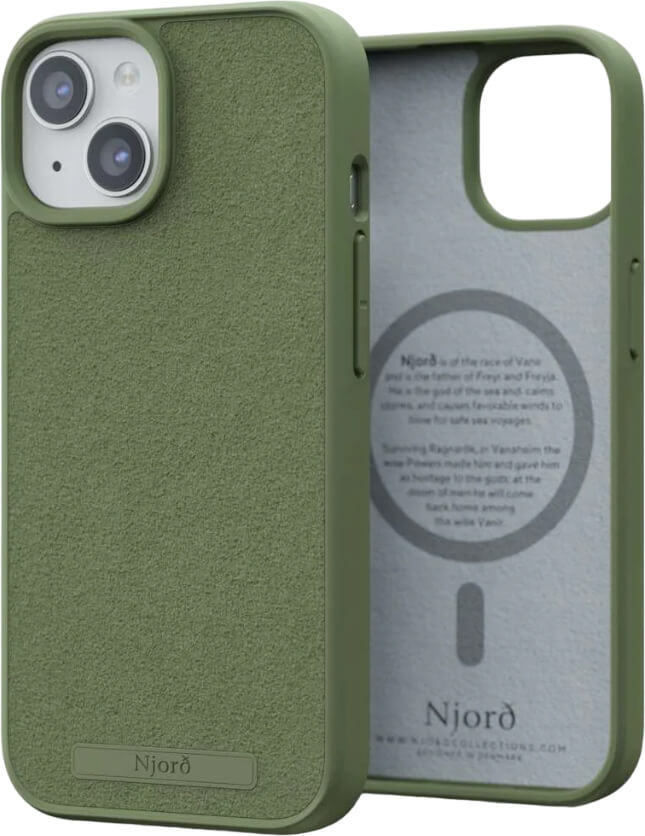 Чехол-накладка Njord Suede MagSafe Case Olive для iPhone 15