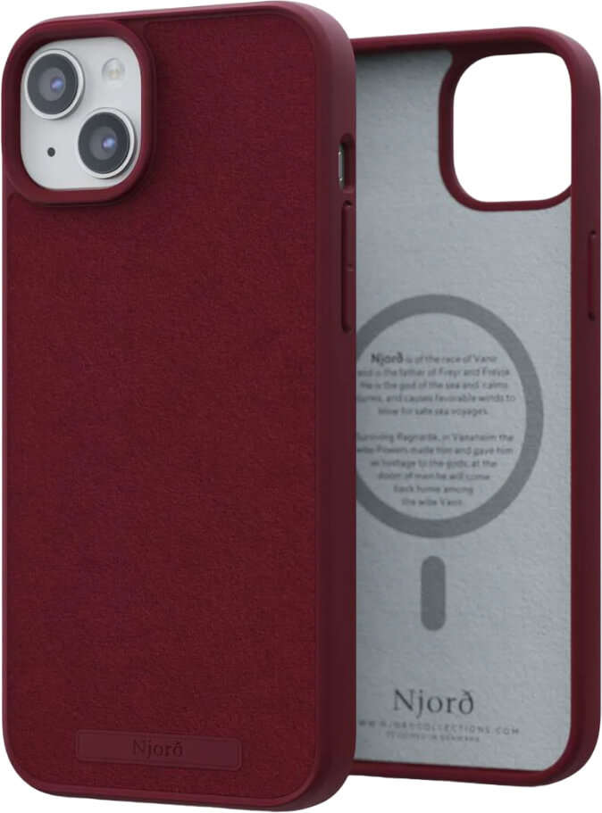 Чехол-накладка Njord Suede MagSafe Case Red для iPhone 15 Plus