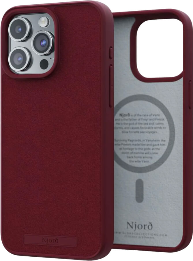 Чехол-накладка Njord Suede MagSafe Case Red для iPhone 15 Pro Max