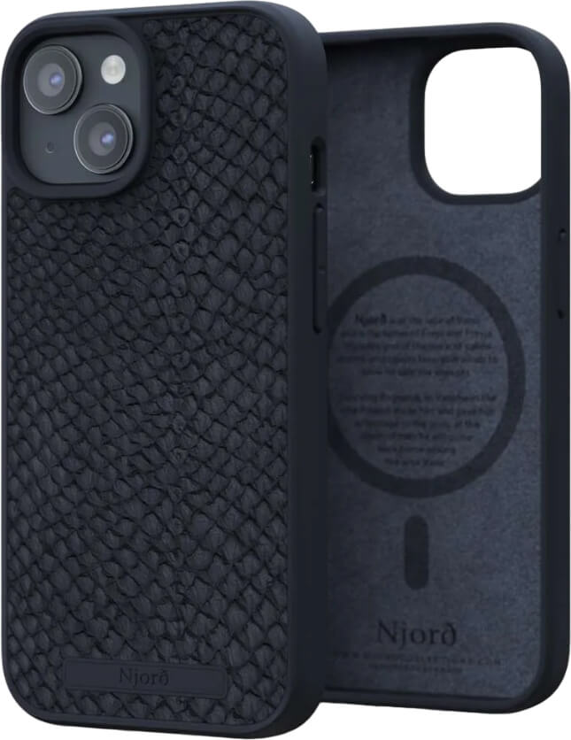 Чехол-накладка Njord Salmon Leather MagSafe Case Black для iPhone 15