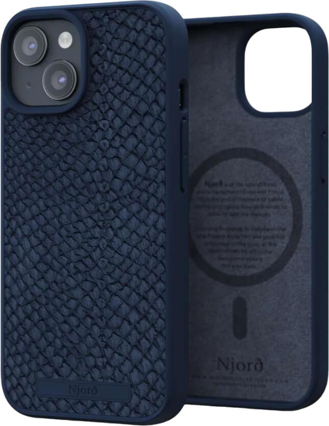 Чехол-накладка Njord Salmon Leather MagSafe Case Blue для iPhone 15