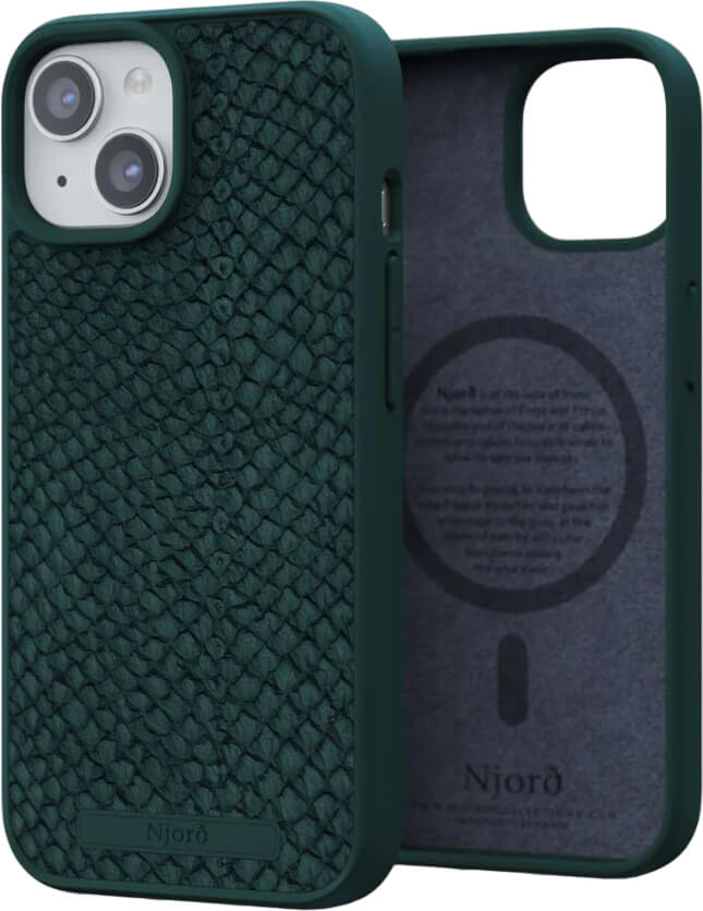 Чехол-накладка Njord Salmon Leather MagSafe Case Green для iPhone 15