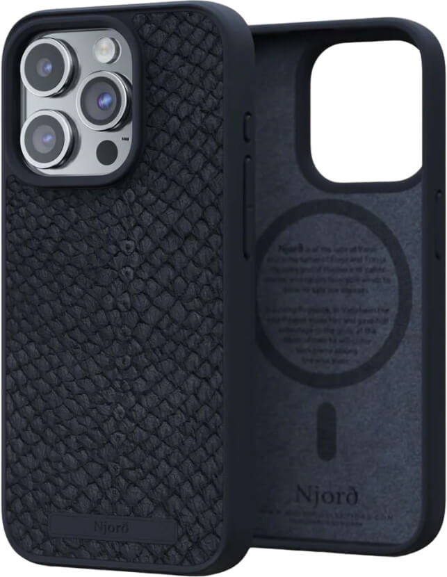 Чехол-накладка Njord Salmon Leather MagSafe Case Black для iPhone 15 Pro