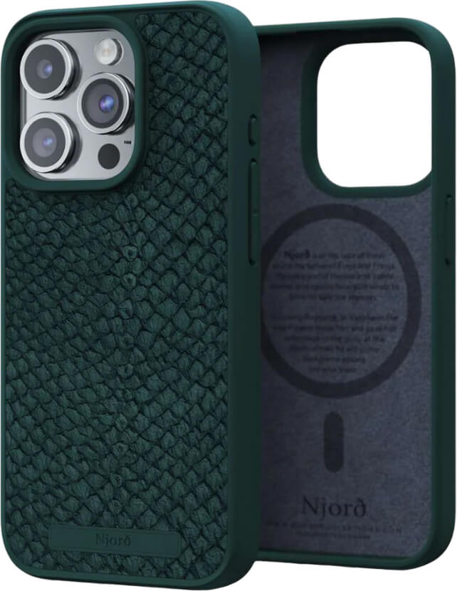 Чехол-накладка Njord Salmon Leather MagSafe Case Green для iPhone 15 Pro