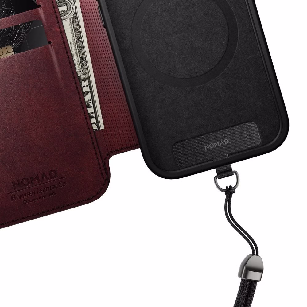 Шкіряний чохол-книжка Nomad Modern Folio Horween Burgundy для iPhone 17 Pro - 7