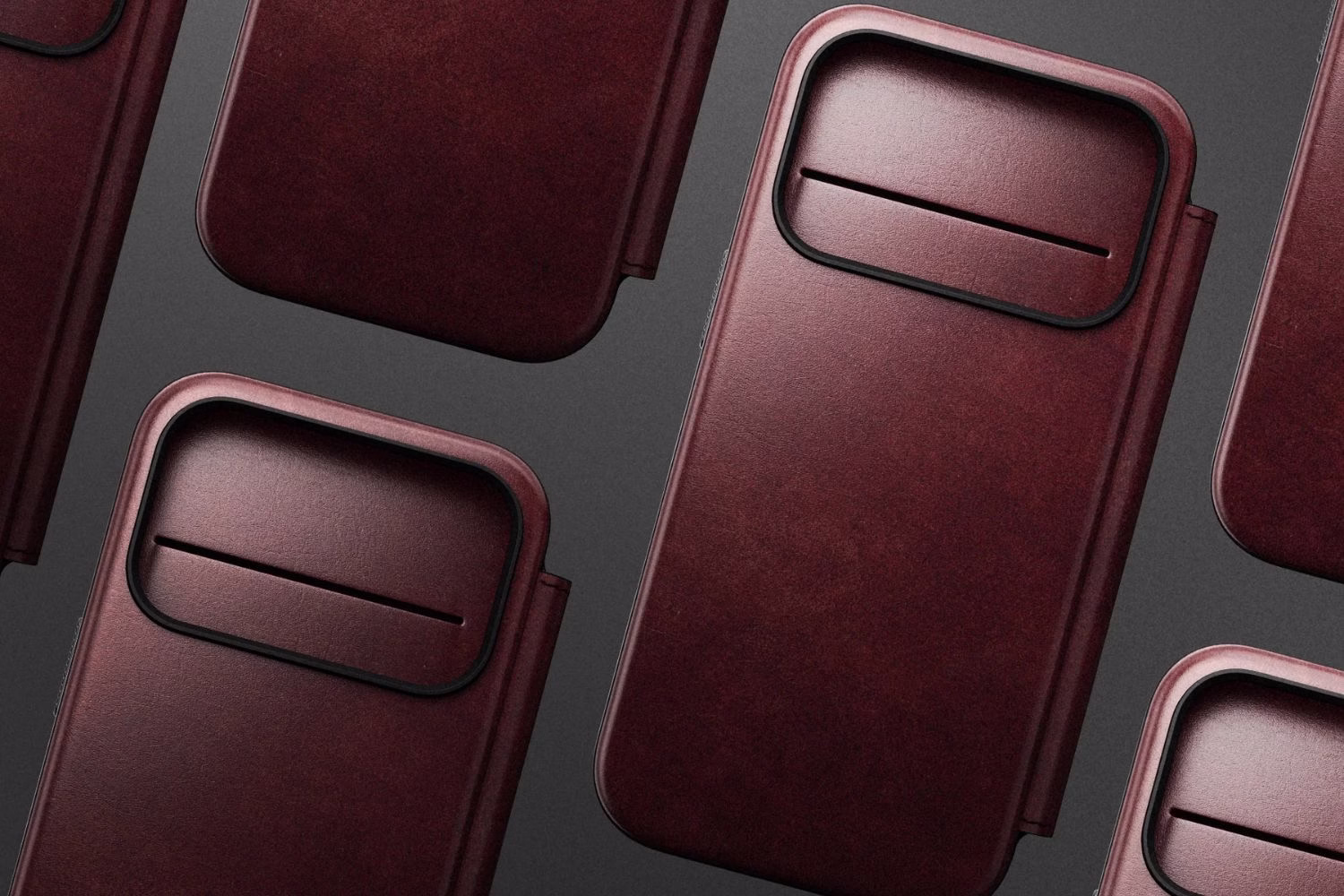 Шкіряний чохол-книжка Nomad Modern Folio Horween Burgundy для iPhone 17 Pro - 8