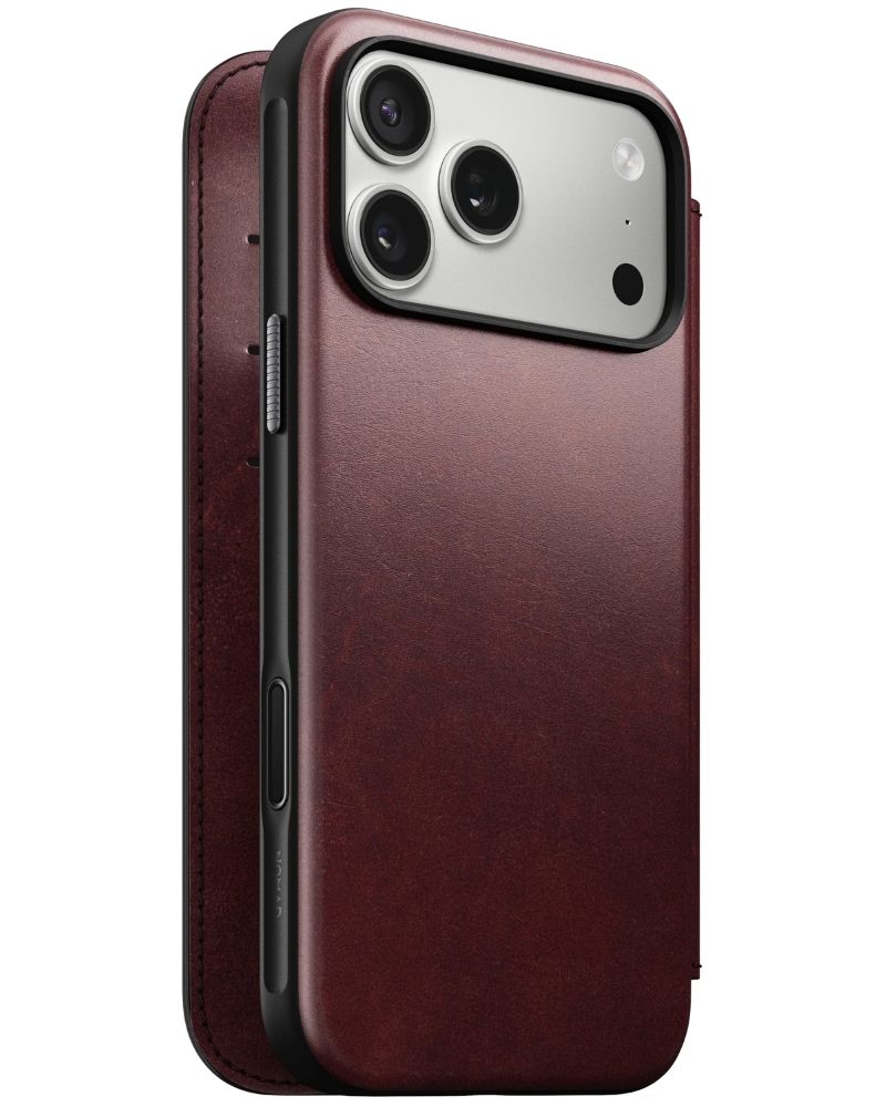 Шкіряний чохол-книжка Nomad Modern Folio Horween Burgundy для iPhone 17 Pro Max - 3 - 1