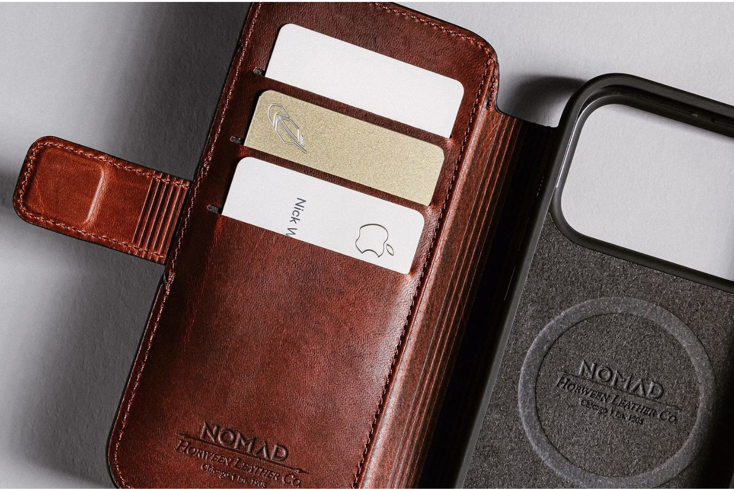 Кожаный чехол-книжка Nomad Modern Folio Horween Olde Dublin для iPhone 17 Pro - 3