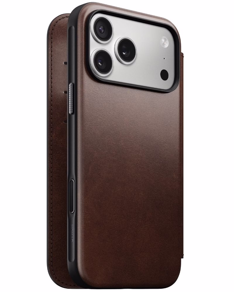 Шкіряний чохол-книжка Nomad Modern Folio Horween Rustic Brown для iPhone 17 Pro Max