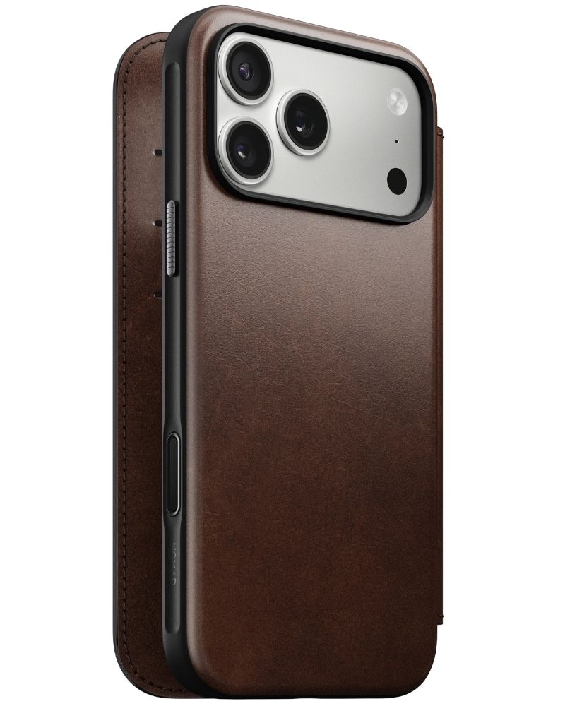 Шкіряний чохол-книжка Nomad Modern Folio Horween Rustic Brown для iPhone 17 Pro Max - 3 - 1