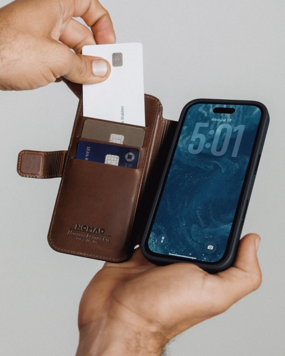 Шкіряний чохол-книжка Nomad Modern Folio Horween Rustic Brown для iPhone 17 Pro Max - 9