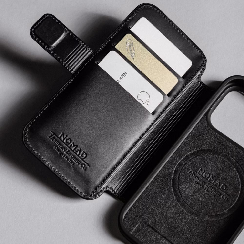 Шкіряний чохол-книжка Nomad Modern Folio Horween Black для iPhone 17 Pro Max - 2