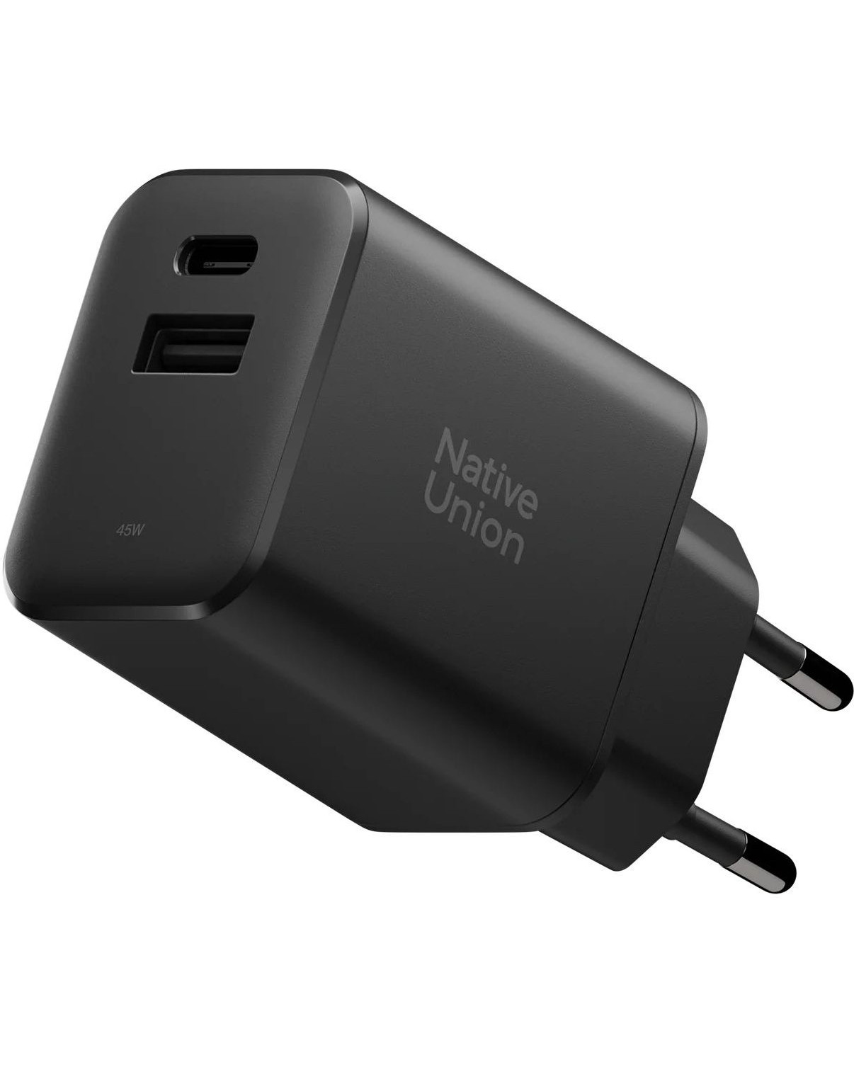 Native Union Fast GaN Charger PD 45W (1 USB-C + 1 USB-A) Port Black (FAST-PD45AC-BLK-EU)