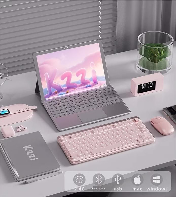 Бездротова клавіатура KZZI I75 UA\ENG (Red Switch) Pink - 2