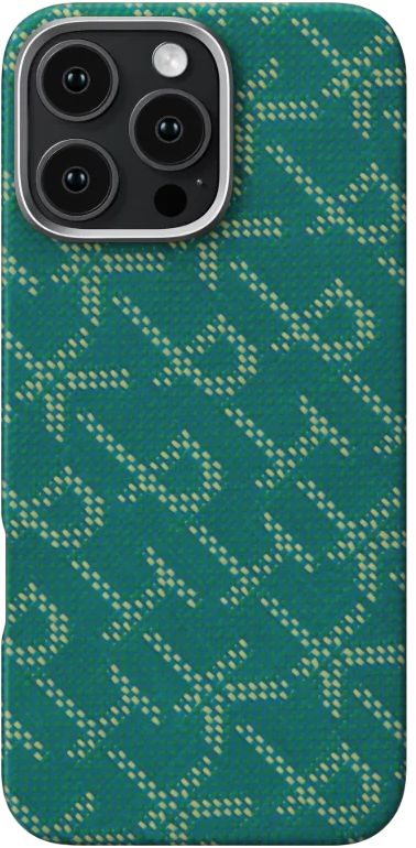 Чохол Pitaka Tactile Woven Monogram Green/Gold для iPhone 16 Pro Max