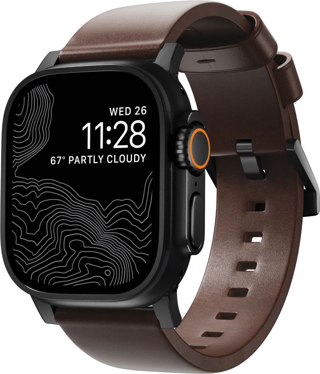 Ремінець Nomad Modern Leather Band Black Hardware Rustic Brown Horween 46mm/49mm (NM1A4RBM00)