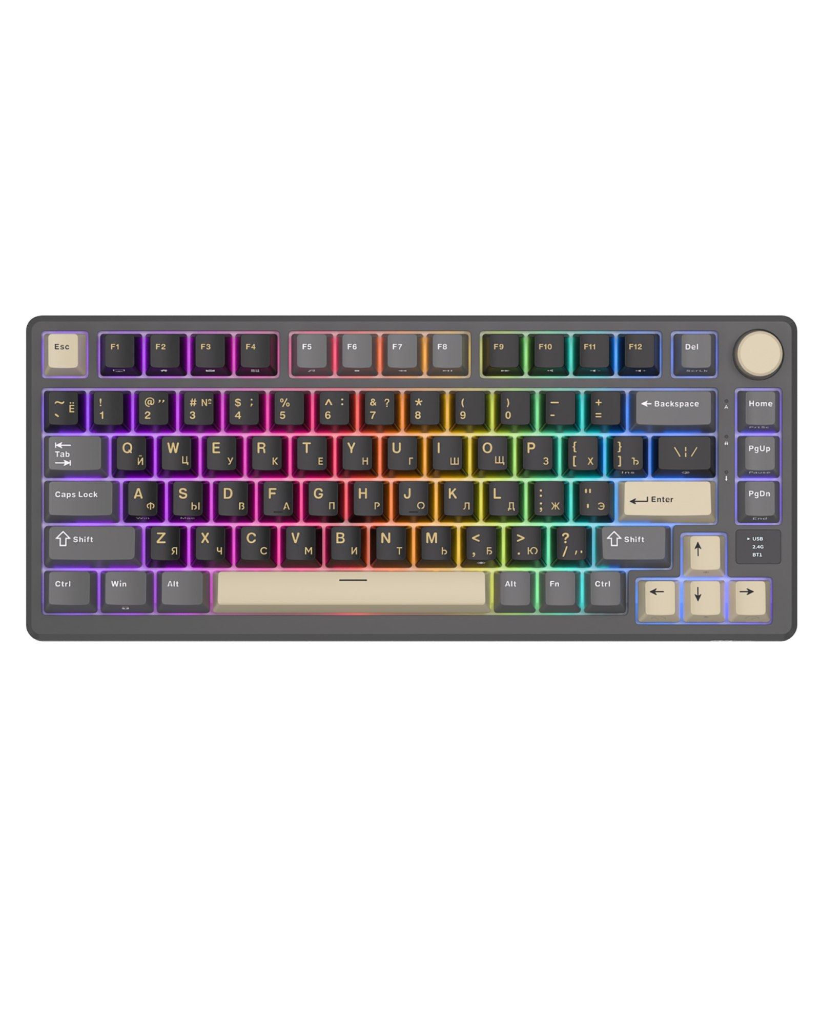 Клавіатура Royal Kludge M75 Wireless UA\RU\ENG Cherry Profile (Brown Switch) Phantom (RK-M75UARUENG-CHP-BS-PT)