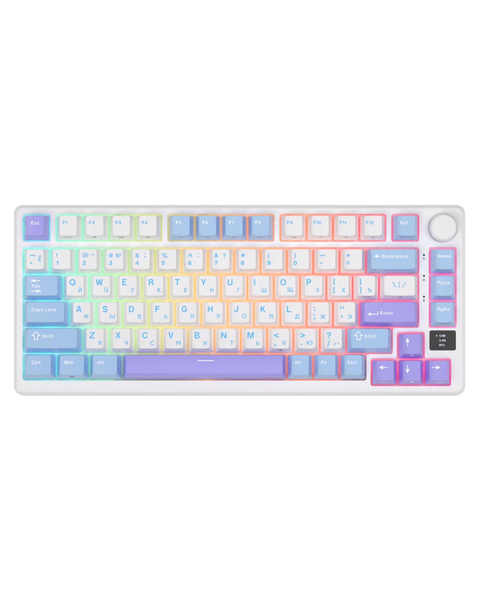 Клавіатура Royal Kludge M75 Wireless UA\RU\ENG Cherry Profile (Brown Switch) Taro Milk (RK-M75UARUENG-CHP-BS-TM)