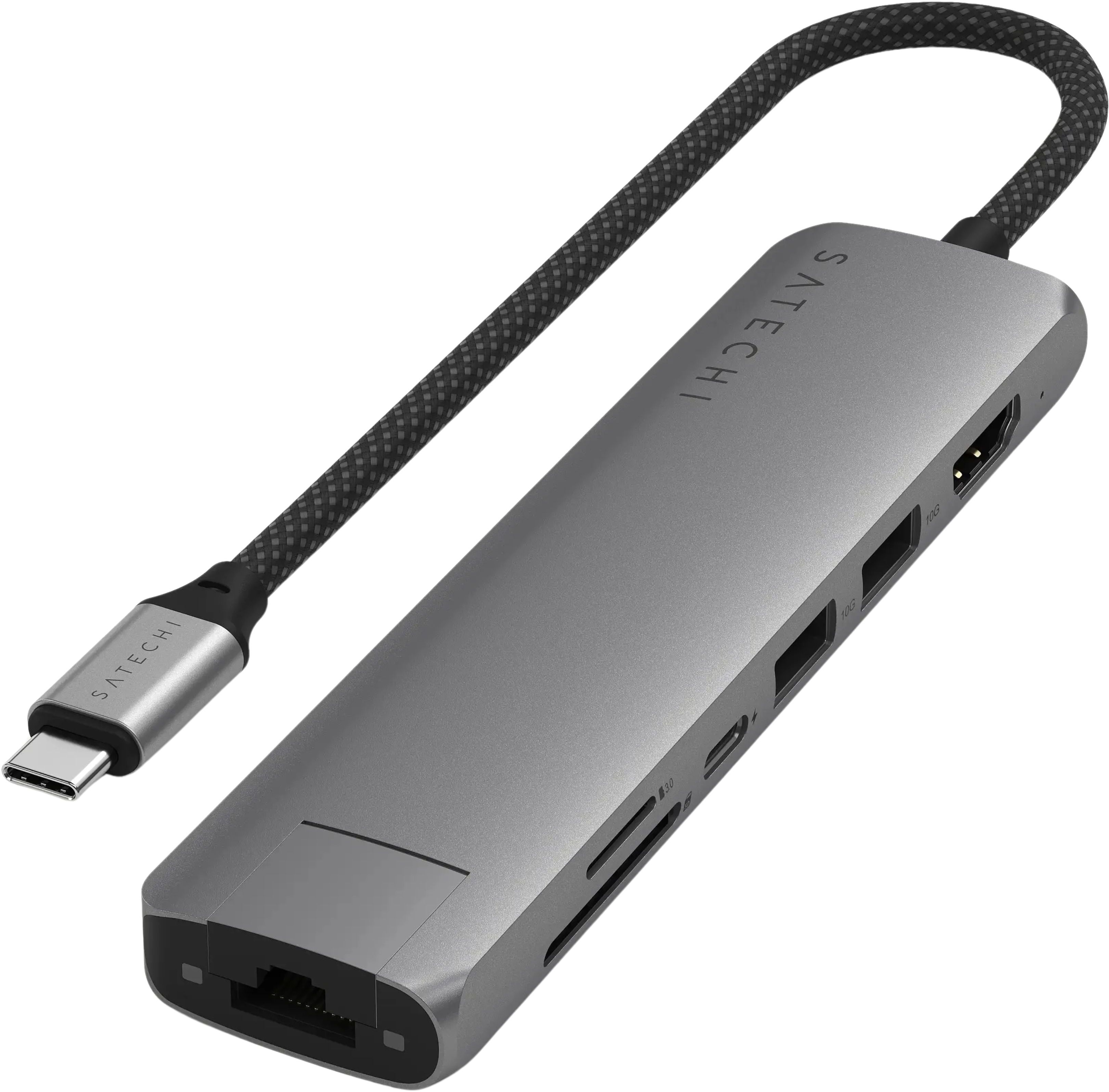 Хаб Satechi 7-in-1 USB-C Slim Multiport Adapter 4K with Ethernet Space Grey