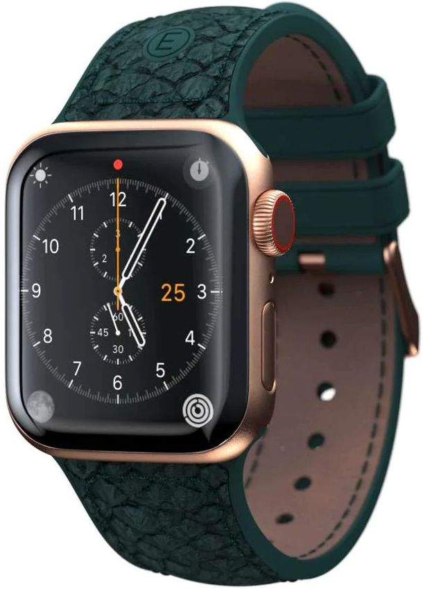 Njord Salmon Leather Strap Dark Green for Apple Watch 45mm/44mm